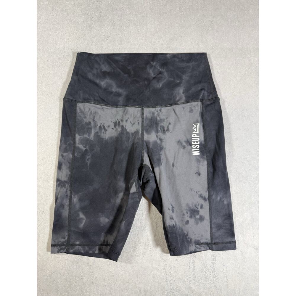 Wiseup black and grey tie-dye high-waisted biker shorts | Size Medium